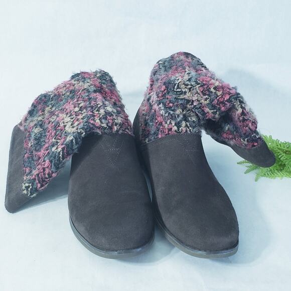 TOMS Serra Dark Brown Suede Textile Boots Booties SIZE 10 Brown Multicolor - Picture 3 of 10